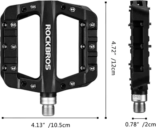 Miniatura 5 de ROCKBROS Pedales ligeros de bicicleta de montaña Pedales de plataforma de bicicleta de fibra de nailon para BMX MTB 9/16 "negro con empuñaduras