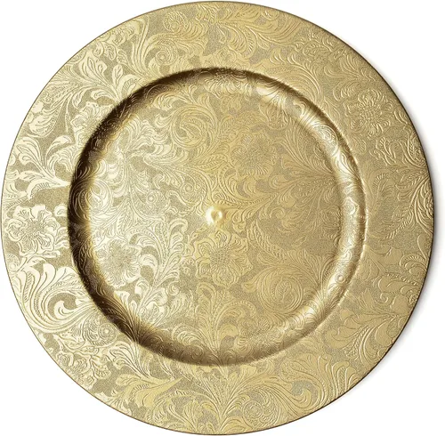 Miniatura 10 de Platos de carga de oro rosa de 13 pulgadas (juego de 6) platos de servicio de cena para fiestas, bodas, Acción de Gracias, celebraciones de Borde