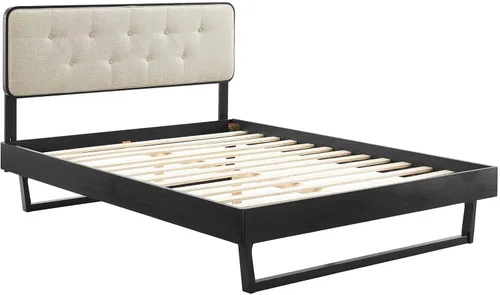 Miniatura 4 de Modway MOD-6643-BLK-BEI Bridgette - Cama de plataforma de madera con marco angular, color negro y beige