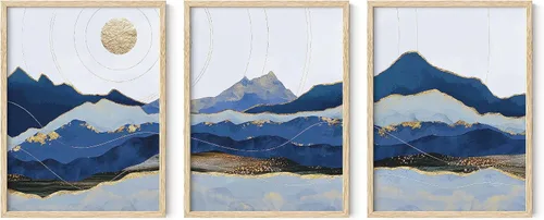 Miniatura 26 de HAUS AND HUES Arte de pared bohemia moderna de mediados de siglo - Arte boho, neutro, decoración de pared con sol (Marco negro, 12x16)