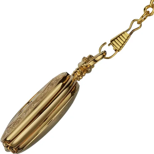 Miniatura 4 de VIGOROSO Reloj de bolsillo para hombre con cadena mitad cazador doble cubierta esqueleto mecánico números romanos dorados en caja