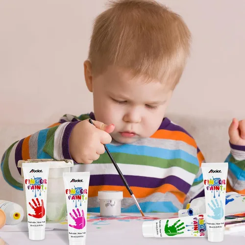 Miniatura 6 de ABEIER Pintura de Dedos Lavable para Niños Pequeños, Segura No Tóxica, 12 Colores Vibrantes (35.8ml), Pintura Segura para Bebés para Manos y Pies