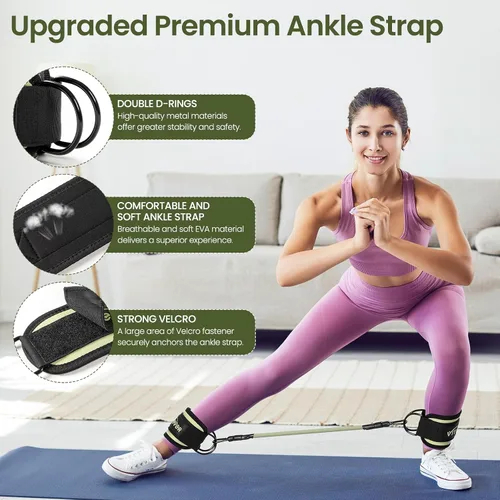 Miniatura 4 de VITEVER Bandas de Resistencia para Tobillo con Puños para Mujeres, Equipo de Entrenamiento de Piernas, Glúteos y Trasero para Gimnasio en Casa
