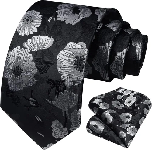 Miniatura 176 de Corbatas florales tejidas clásicas para hombre, corbata cuadrada de bolsillo, corbatas formales para hombres, boda con pañuelo