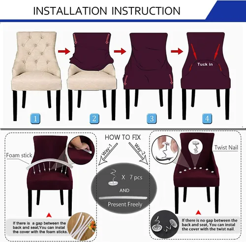 Miniatura 4 de KELUINA - Fundas elásticas para silla con respaldo de alas geométricas rómbicas – Funda protectora reutilizable para silla de brazos, fundas