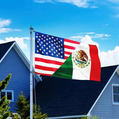 Miniatura 7 de Bandera de la amistad de México, Estados Unidos, banderas amigables de 3 x 5 pies, banderas de jardín y banderas de jardín de 12 x 18 pulgadas