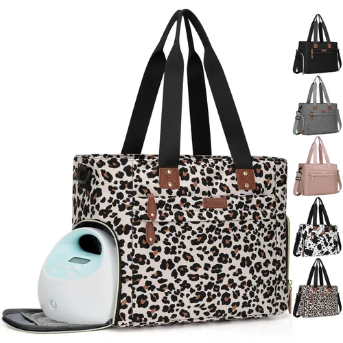 Miniatura 9 de Pritent Bolsa de Pañales Tote para Mamá Trabajadora, Bolsa de Pañales de Viaje Grande para Mamá y Papá con Funda para Laptop de 14 Pulgadas, Bolsa