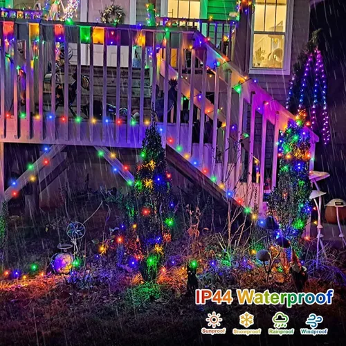 Miniatura 6 de QITONG Guirnalda de 500 luces LED de Navidad de 165 pies para exteriores, impermeable, luces multicolor con 8 modos, cable verde, luces parpadeantes