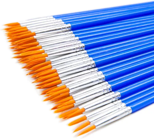 Miniatura 7 de Pinceles a granel con pelo plano de nailon, juego de pinceles para pintar, colorear con acuarela para clase de arte, escuela, niños, artista