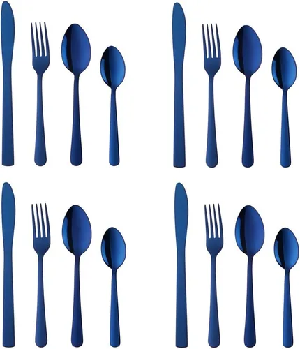 Miniatura 19 de BuyGo - Juego de cubiertos de acero inoxidable de 32 piezas, juego de 8 cubiertos, incluye cuchillo, tenedor, cuchara, cuchara de té para 8 personas