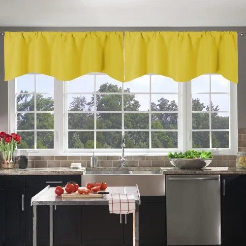 Miniatura 18 de Cenefa Blanco Puro Paquete de 2 - Cortinas de Liquidación para Sala de Estar, Baño y Dormitorio - Estilo Granja Festoneado, 18 Pulgadas de Largo