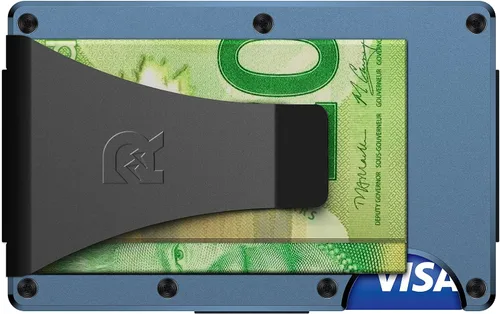 Miniatura 3 de The Ridge Slim Minimalist Money Clip RFID bloqueo Titanium - cartera mate cobalto