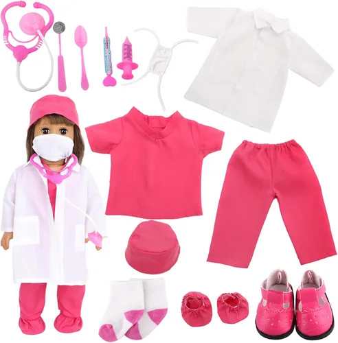 Miniatura 9 de MSYO Juego médico de 18 pulgadas con bata blanca, herramientas quirúrgicas y quirúrgicas, disfraz de juego de rol para niños de 3 a 12 años, se
