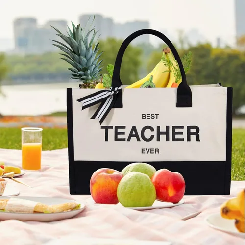 Miniatura 76 de TOPDesign - Bolso de playa de lona con inicial personalizada, bolsa de regalo con monograma, para mujer