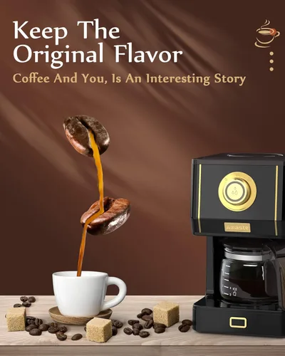 Miniatura 5 de Amaste Cafetera, Máquina de Café de Goteo Estilo Retro de 25 Oz con Jarra de Café de Vidrio con Filtro de Café Reutilizable y Tres Modos de Arábica
