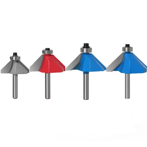 Brocas biseladas de 45 grados con vástago de 1/4 pulgada 4 piezas de brocas para formar bordes biselados (Diámetro de corte: 5/8", 3/4", 7/8", 1")