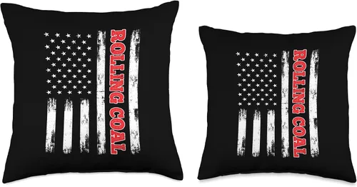 Miniatura 3 de Living The Trucker Life Apparel Boys Girls Kids Patriotic American Flag Diesel Power Rolling Coal - Almohada de 16 x 16 pulgadas, multicolor