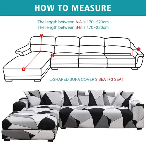 Miniatura 2 de LiveGo Funda de sofá en forma de L, 2 piezas, elástica y elástica de 3 plazas, protector de muebles con 4 fundas de almohada para sala de estar