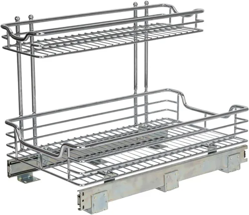 Miniatura 6 de Household Essentials Glidez - Organizador de almacenamiento multiusos de acero cromado extraíble y deslizante para uso debajo del fregadero o debajo