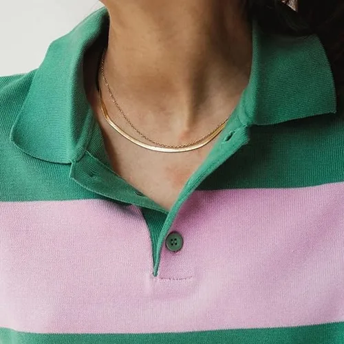 Miniatura 4 de Hey Harper - Collar de espiga de oro para mujer, juego de Nassau, impermeable, resistente al sudor, no se deslustra, collar de acero inoxidable
