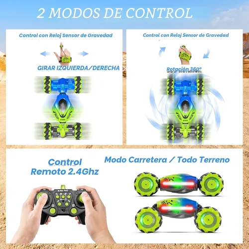 Miniatura 3 de Fosgoit Coche RC con Sensor Gestual, RC de Acrobacias con Sensor Gestual de 2.4GHz 4WD para Niños de 6-12 Años, Control Remoto Manual Drift Twist