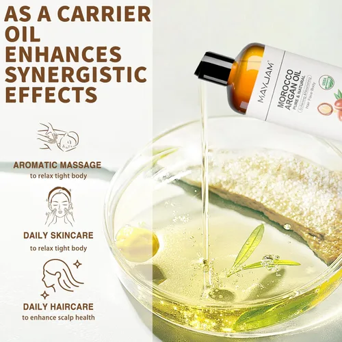 Miniatura 7 de MAYJAM Aceite de argán marroquí orgánico de 16 onzas líquidas, certificado por la USDA, aceite portador 100% puro y natural para hidratación de piel
