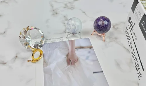 Miniatura 4 de 9 piezas soporte para bola de cristal para exhibición de cristal de vidrio y rocas naturales, soporte de exhibición esférico, para esfera o piedra