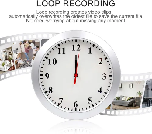 Miniatura 3 de Pelay Reloj de pared con detector de cámara oculta, 1080P, sin WiFi, cámara de seguridad, cámara de niñera, grabadora de video con detección