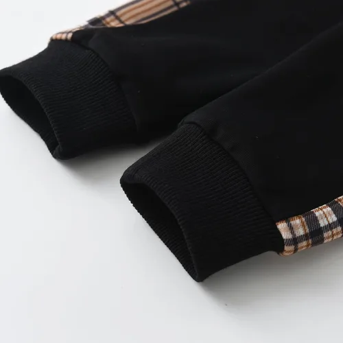 Miniatura 7 de Ropa de bebé niño niño manga larga con estampado de oso + pantalones deportivos, negro (Hoodie Black)