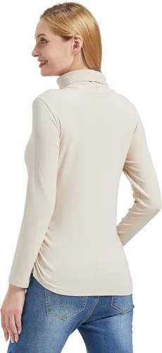 Miniatura 3 de Foucome Camisas de manga larga de cuello alto para maternidad, con forro polar, básicas, ajustadas, ropa interior térmica para embarazo
