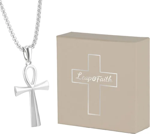 Miniatura 6 de Colgante de cruz para espejo retrovisor de coche, adorno colgante de acero inoxidable copto Ankh Cruz collar amuleto crucifijo joyería hombres niños