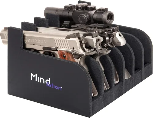 Mind and Action - Soporte de pistola de espuma para accesorios de gabinete de pistola seguros para armas, solución de almacenamiento de armas 6