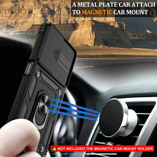 Miniatura 6 de Gritup Funda compatible con OnePlus Nord N30 5G con cubierta deslizante para cámara y protector de pantalla (paquete de 2), soporte de anillo Negro
