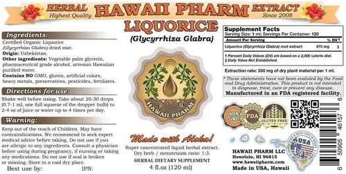 Miniatura 2 de HawaiiPharm Extracto líquido de regaliz, suplemento de tintura de regaliz orgánico (Glycyrrhiza Glabra) 4 onzas