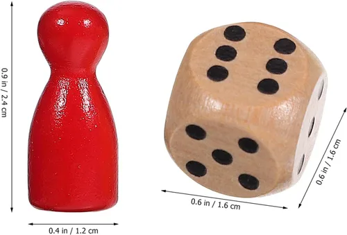 Miniatura 4 de Toddmomy Juego de piezas de ajedrez de madera con 2 dados pequeños de 0.98 pulgadas con forma humana, accesorios para juegos de mesa familiares