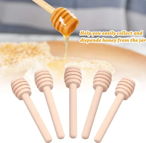 Miniatura 4 de Paquete de 50 mini palitos de madera para miel de 3 pulgadas, envueltos individualmente, perfectos para bodas, fiestas de fiestas, cuchara en tarro