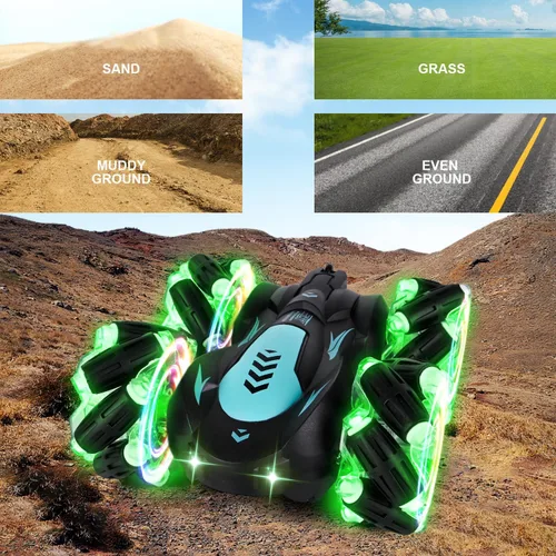 Miniatura 3 de Auto de Acrobacias RC con Detección de Gestos con Luz, 2.4G 4WD Controlado a Mano por Gravedad Auto de Juguete con Control Remoto con Giros de 360°