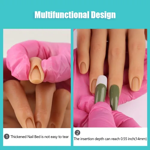 Miniatura 2 de Mano de práctica de silicona para uñas acrílicas, manos falsas para practicar uñas postizas, mano de maniquí para práctica de uñas y arte de uñas