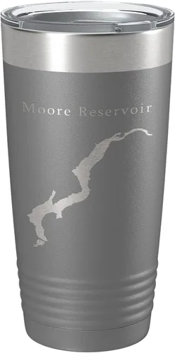 Miniatura 7 de Moore Reservoir Tumbler Lake Map Travel Mug Insulated Laser Engraved Coffee Cup New Hampshire Vermont 20 oz Black