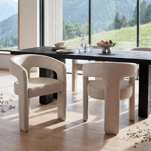 Miniatura 5 de Silla Moderna de Comedor Barrel, Silla Tapizada de Cocina de Piel Sintética con Brazos, Silla Lateral Cómoda para Sala de Estar/Oficina en Gris Pu