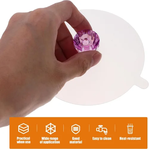 Miniatura 5 de Luxshiny Fundas de silicona para tazas, paquete de 6 tapas transparentes de 4.33 pulgadas, tapas de taza de bebidas reutilizables herméticas