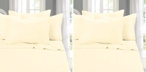 Miniatura 13 de Elegant Comfort - Juego de sábanas de 4 piezas, microfibra de 1500 hilos de calidad egipcia de lujo resistente a las arrugas, rayas estilo damasco