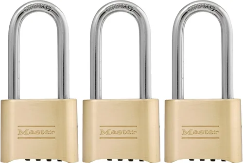 Miniatura 11 de Master Lock Cerradura de combinación de latón, cerradura de portón para valla o cobertizo al aire libre, candado de combinación personalizable
