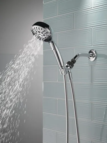 Miniatura 2 de Delta Faucet H2Okinetic - Cabezal de ducha de mano de 6 ajustes, ducha cromada con manguera, ducha de mano 1.75 GPM, cromo 75536
