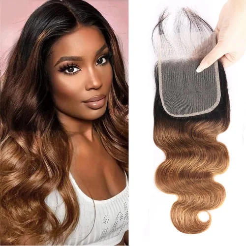 Miniatura 10 de QTHAIR Extensiones de cabello humano brasileño ondulado de grado 18A #613 con cierre de encaje HD 4x4