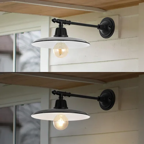 Miniatura 2 de JONATHAN Y Lámpara de pared industrial de 12 pulgadas color gris/negro con 1 luz, lámpara de pared industrial para porche, patio, brazo victoriano