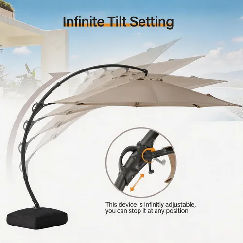 Miniatura 5 de LAUSAINT HOME Outdoor Patio Umbrella with Base included, Deluxe Curvy Cantilever Umbrella Heavy Duty Offset Hanging Umbrella