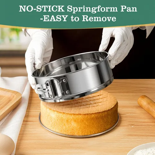Miniatura 5 de Molde desmontable para tartas de 7 pulgadas, molde desmontable de acero inoxidable, a prueba de fugas y antiadherente para tartas de queso con parte