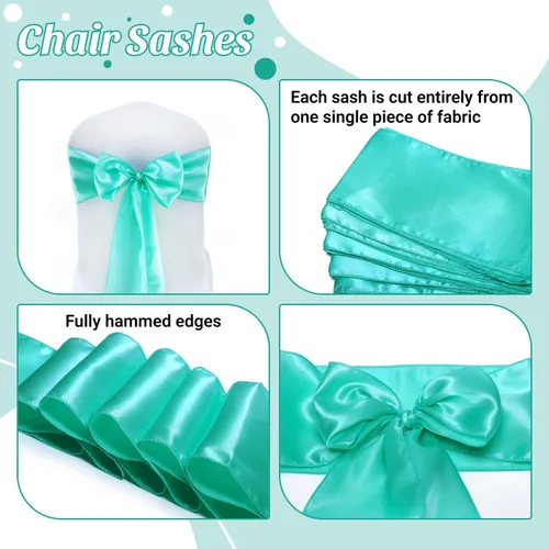 Miniatura 219 de mds - Lote de 10 lazos de satén para sillas de boda y eventos, para decoración de fiestas, 30 colores, Satin, 10 Verde oliva
