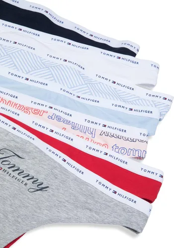 Miniatura 2 de Tommy Hilfiger Ropa interior de tela de algodón para mujer paquete múltiple de bragas de tanga gris jaspeado talla L de EE UU Texto en gris